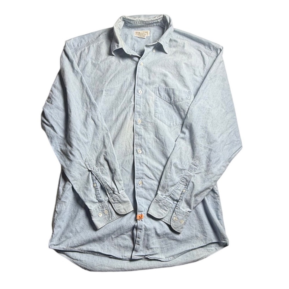 Vintage Banana Republic Safari & Travel Blue Cotton Chambray Shirt Mens M-2571